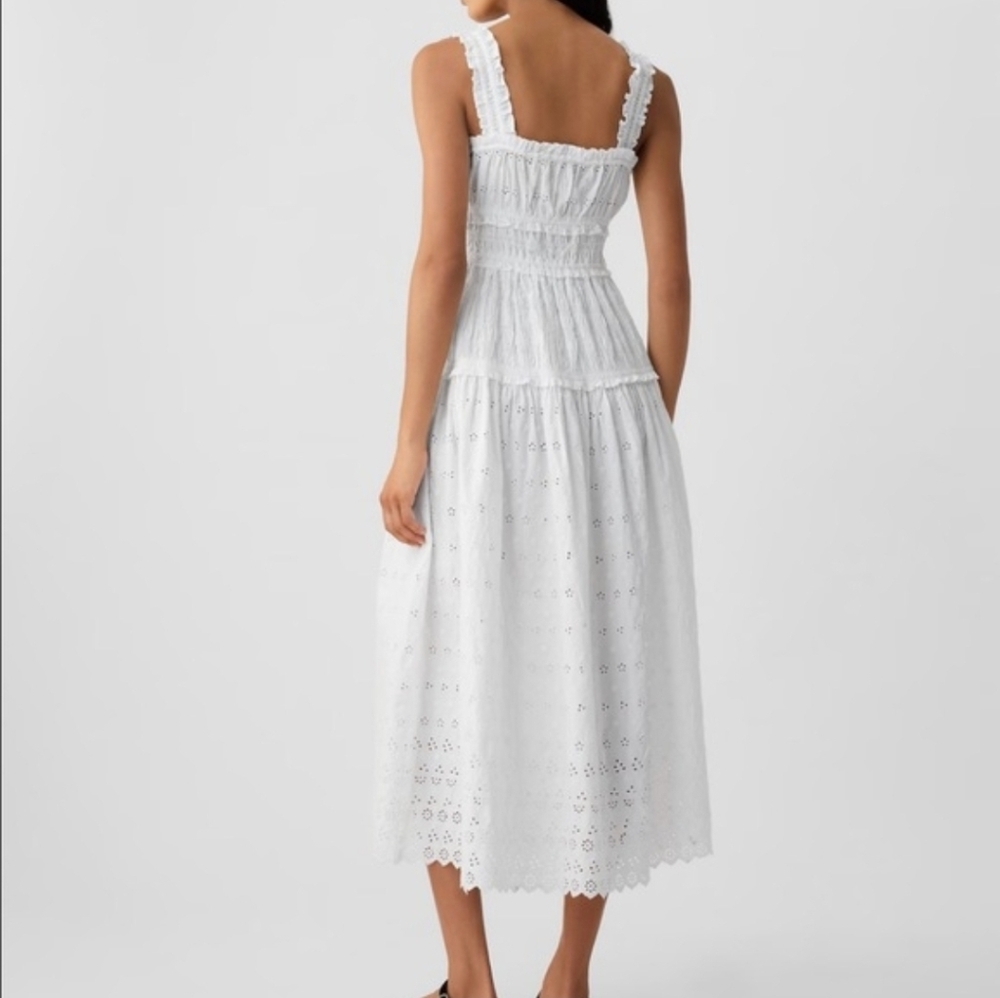 Gap × DÔEN 100% Cotton  Eyelet Midi Dress  Elegant White  Dress Size Meduim - Picture 2 of 16